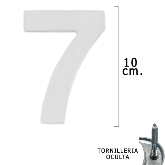 Metal Número "7" Prata Mate 10 cm. com parafusos ocultos (bolha 1 peça)