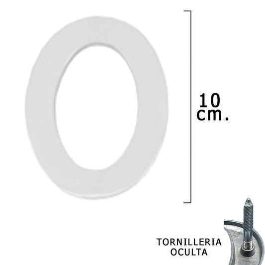 Metal Número "0" Prata Mate 10 cm. com parafusos ocultos (bolha 1 peça)