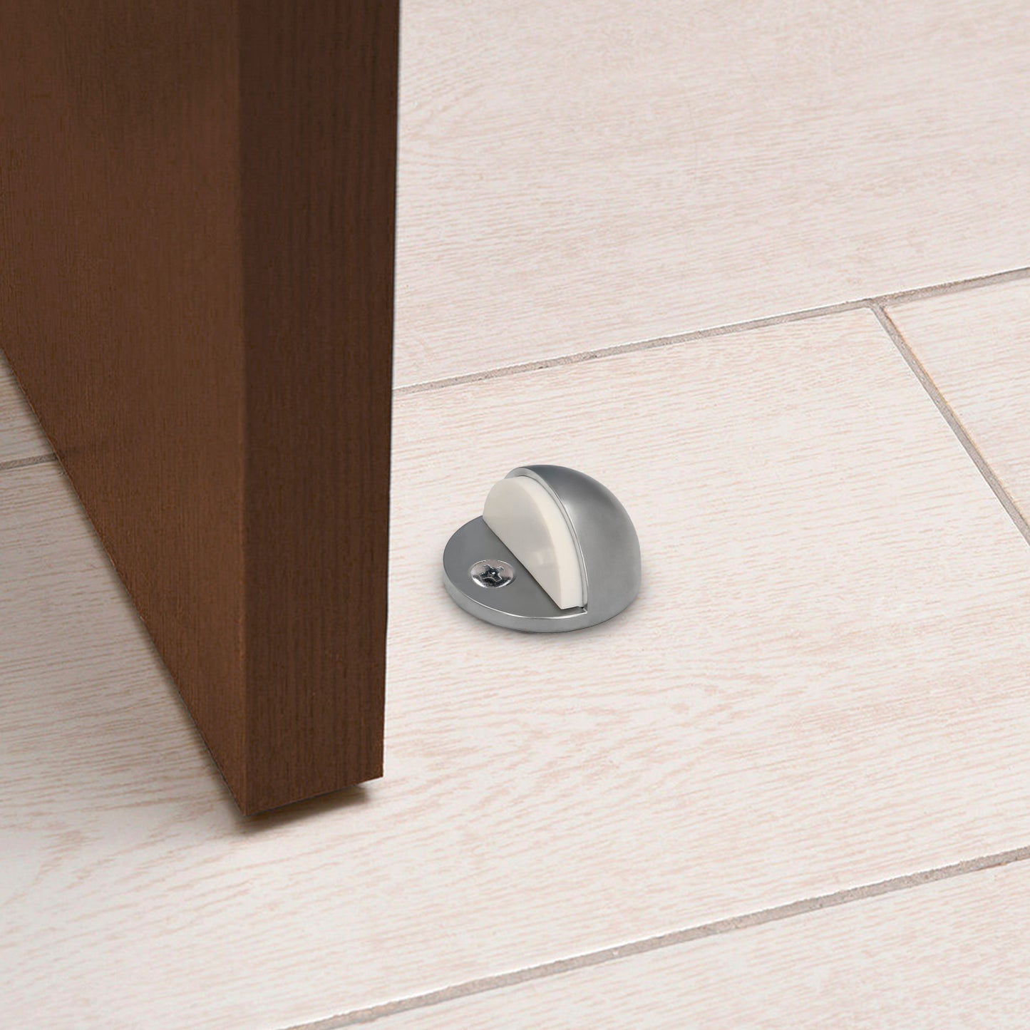 Batente de porta Wolfpack aparafusado em aço inoxidável prateado fosco