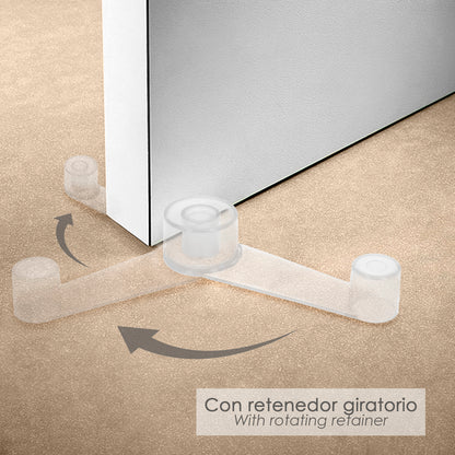 Tope Puerta Adhesivo con Retenedor Transparente