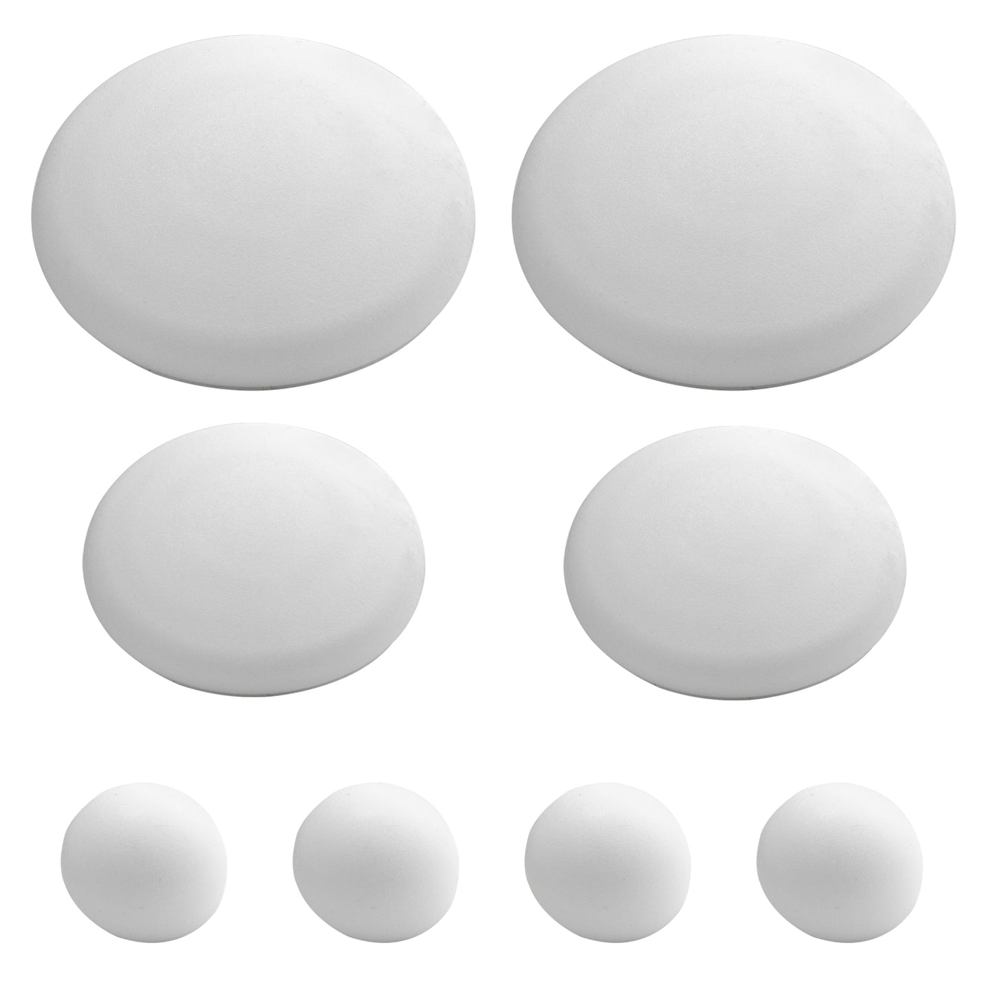 Topes Adhesivos para Paredes / Puertas / Ventanas / Mobiliario 2 x Ø 60 mm. / 2 x 40 mm. / 4 x 22 mm. (Blister 8 piezas)