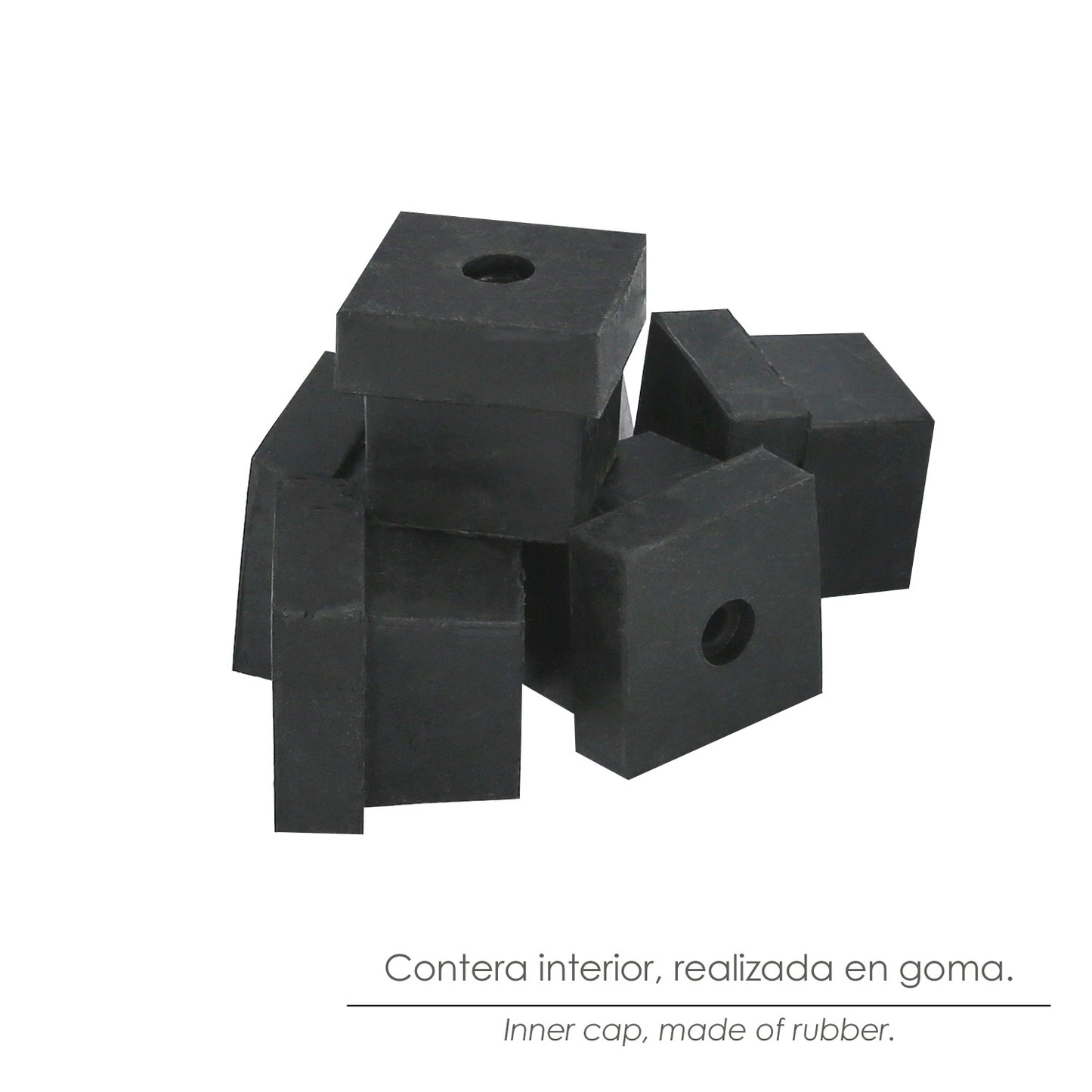 Tampa de borracha quadrada 36x36 mm. Bolsa 100 Unidades