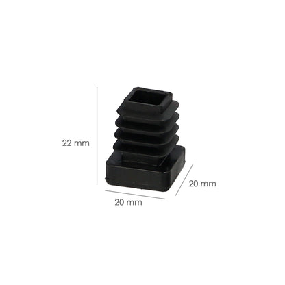 Contera Interior Plastico Cuadrada 20x20 mm. Color Negro. Bolsa 200 Unidades. Contera Mesa, Silla, Muebles, Estanteria