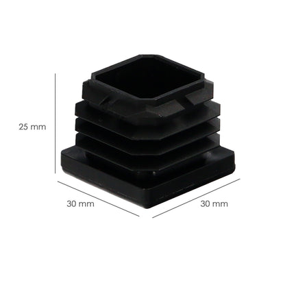 Contera Interior Plastico Cuadrada 30x30 mm. Color Negro. Bolsa 200 Unidades. Contera Mesa, Silla, Muebles, Estanteria