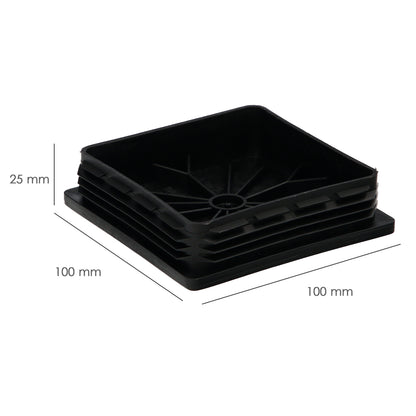 Contera Interior Plastico Cuadrada 100x100 mm. Color Negro. Bolsa 25 Unidades. Contera Mesa, Silla, Muebles, Estanteria