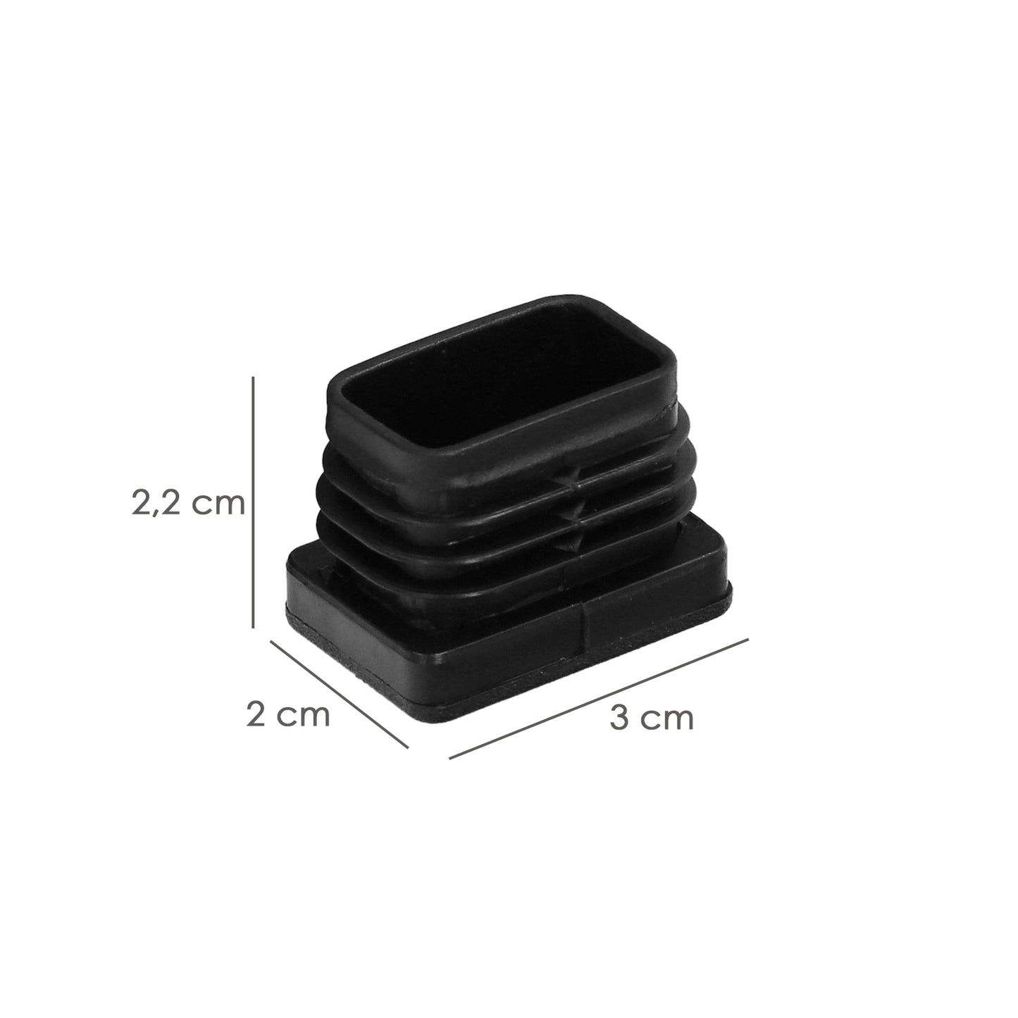 Contera Plástico Rectangular Interior. Color Negro 30x20 mm Bolsa 200 Unidades.