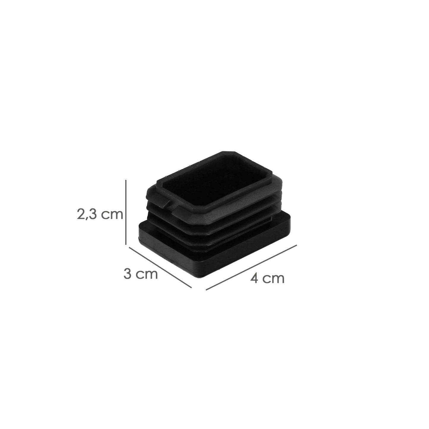 Contera Plástico Rectangular Interior. Color Negro 40x30 mm Bolsa 200 Unidades.