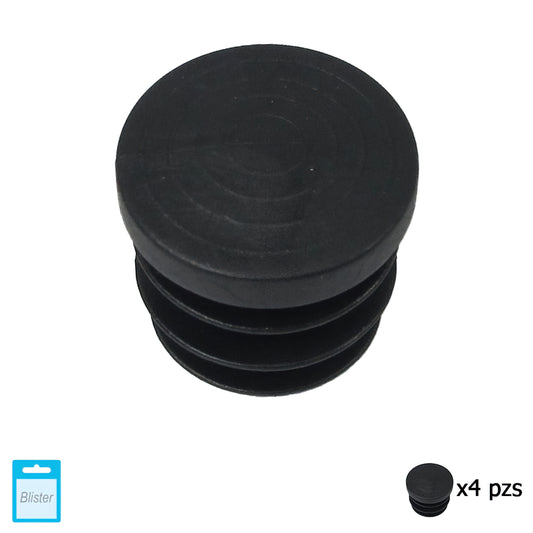Ponteira interna redonda preta 25mm. Bolhas 4 peças.