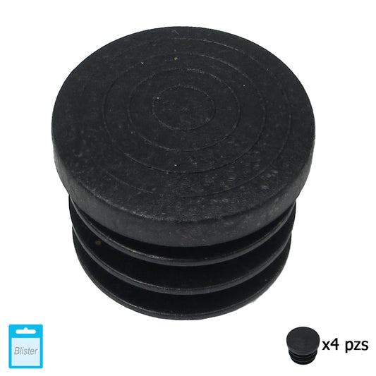 Ponteira interna redonda preta 30 mm. Bolhas 4 peças.