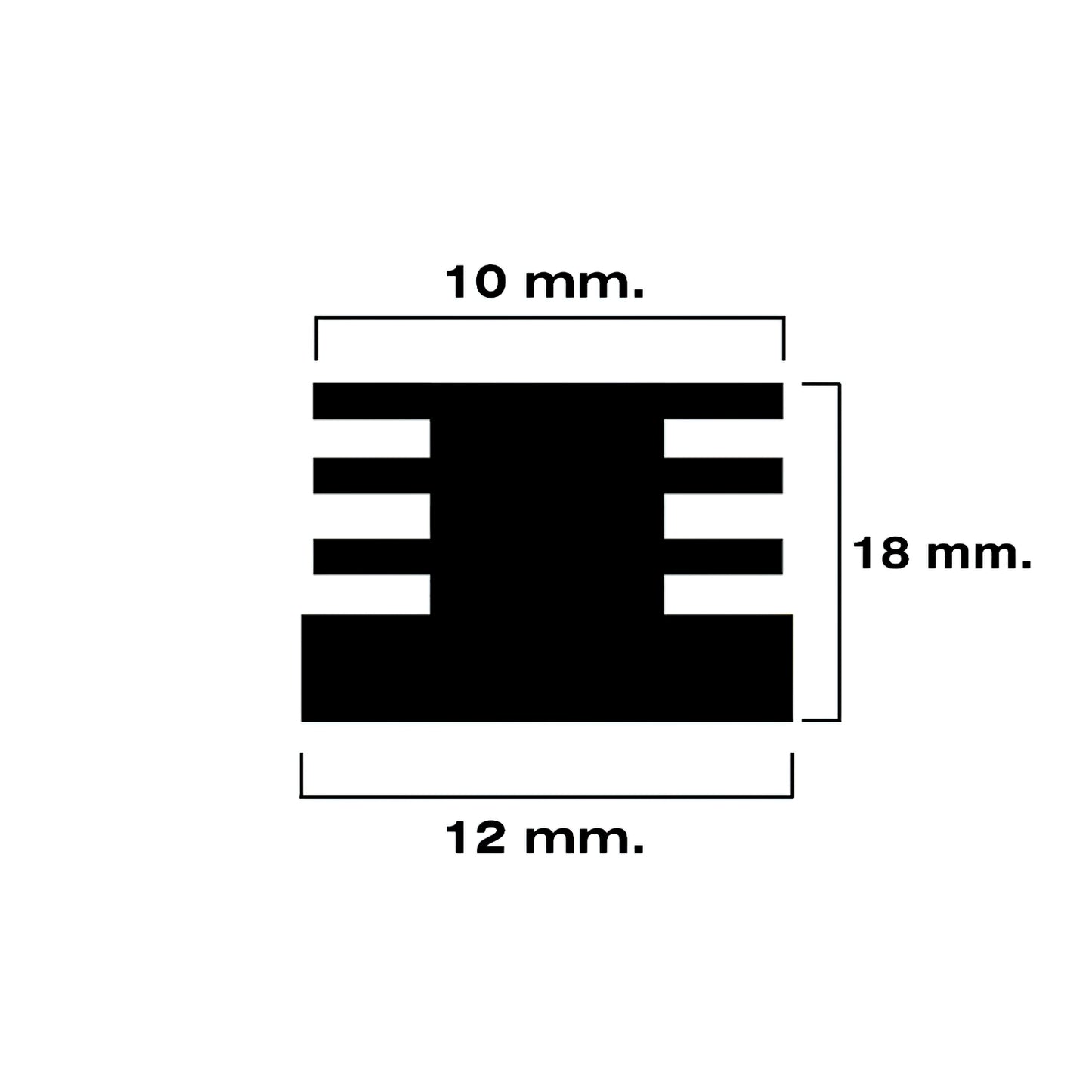 Contera Cuadrada Interior Negra 12x12 mm. Blister 4 piezas.