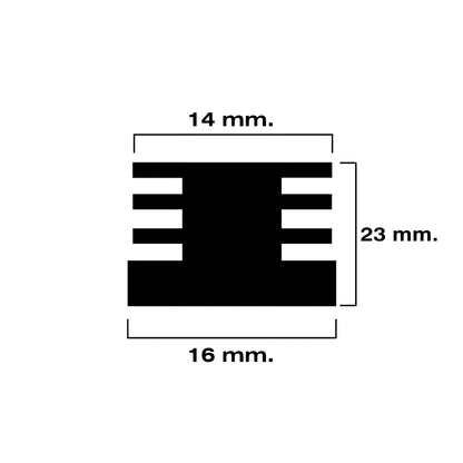 Ponteira quadrada interna preta 16x16 mm. Bolhas 4 peças.