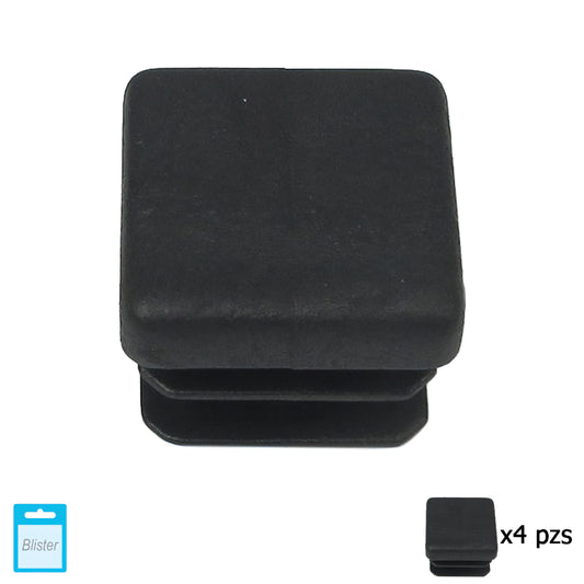 Ponteira quadrada interna preta 20x20 mm. Bolhas 4 peças.
