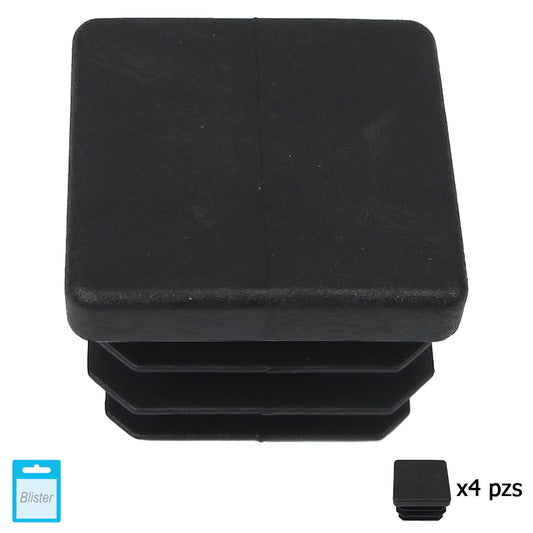 Ponteira quadrada interna preta 35x35 mm. Bolhas 4 peças.