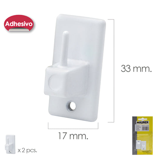 Gancho para cortina/adesivo branco transparente (bolha 2 peças)