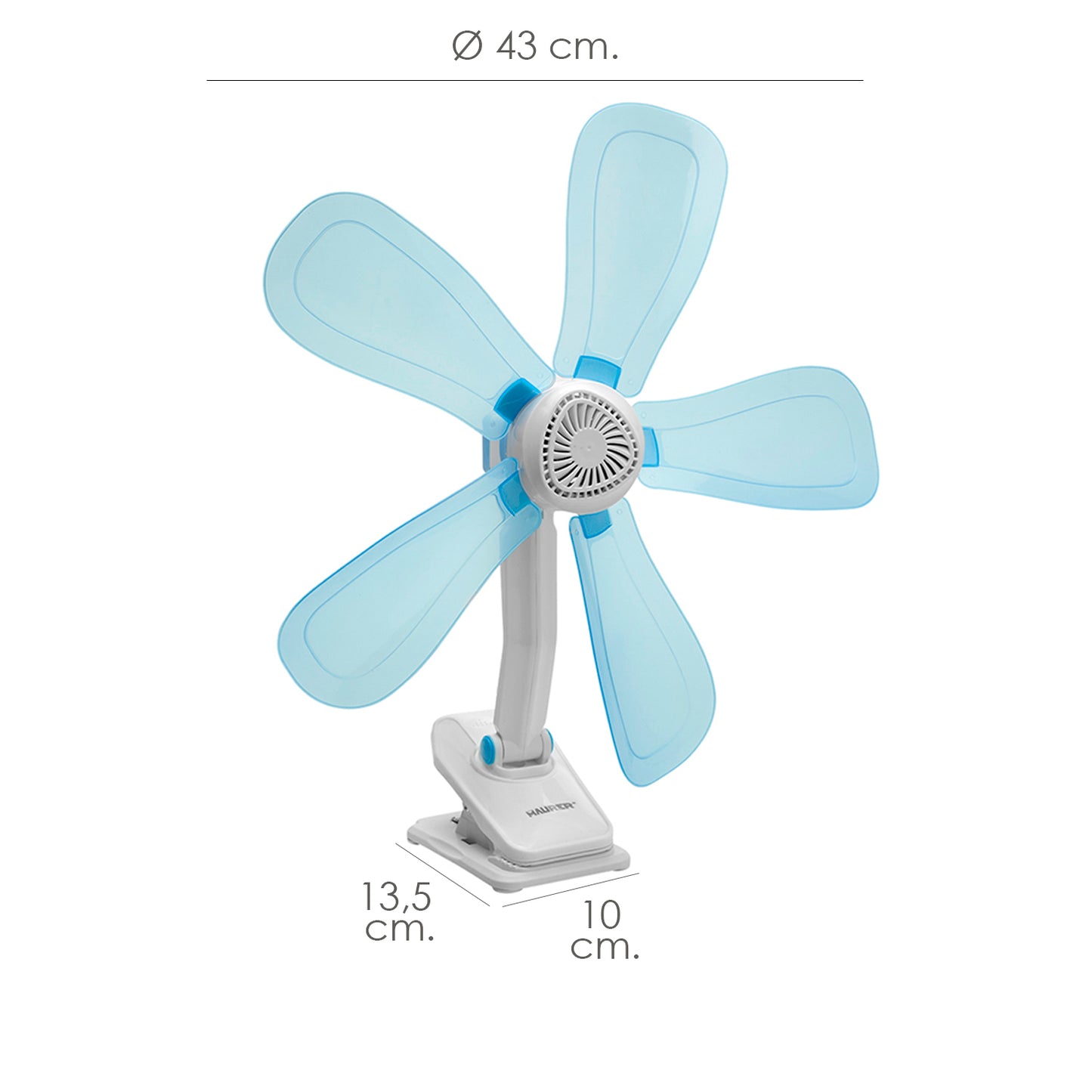 Ventilador Con Clip Ø 43 cm. Ideal para Hogar, Oficina, Camping, Ventilador Mesa Portatil