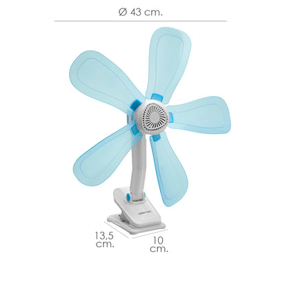 Ventilador Con Clip Ø 43 cm. Ideal para Hogar, Oficina, Camping, Ventilador Mesa Portatil
