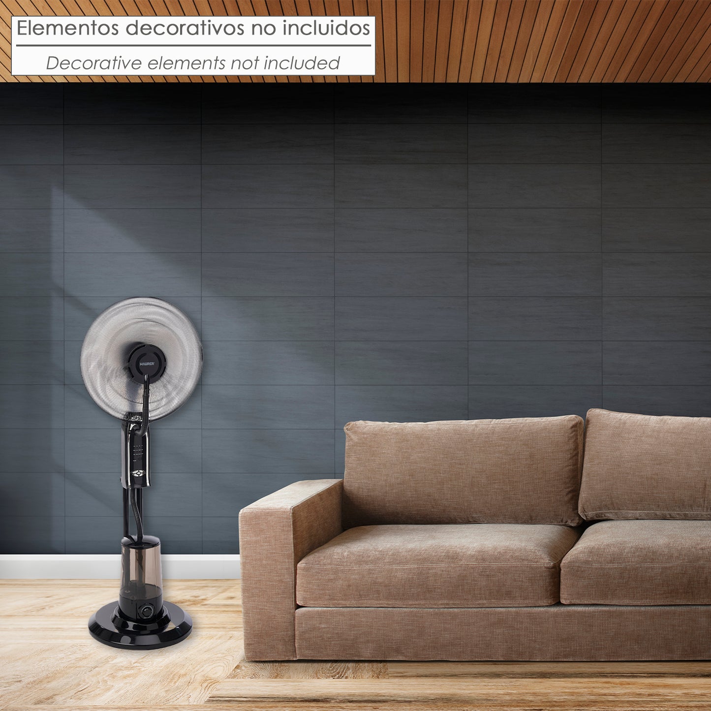 Ventilador Nebulizador, 3 Pás Grandes Ø 40 cm. Motor de cobre de 75 watts. Temporizador, ventilador de controle remoto com água