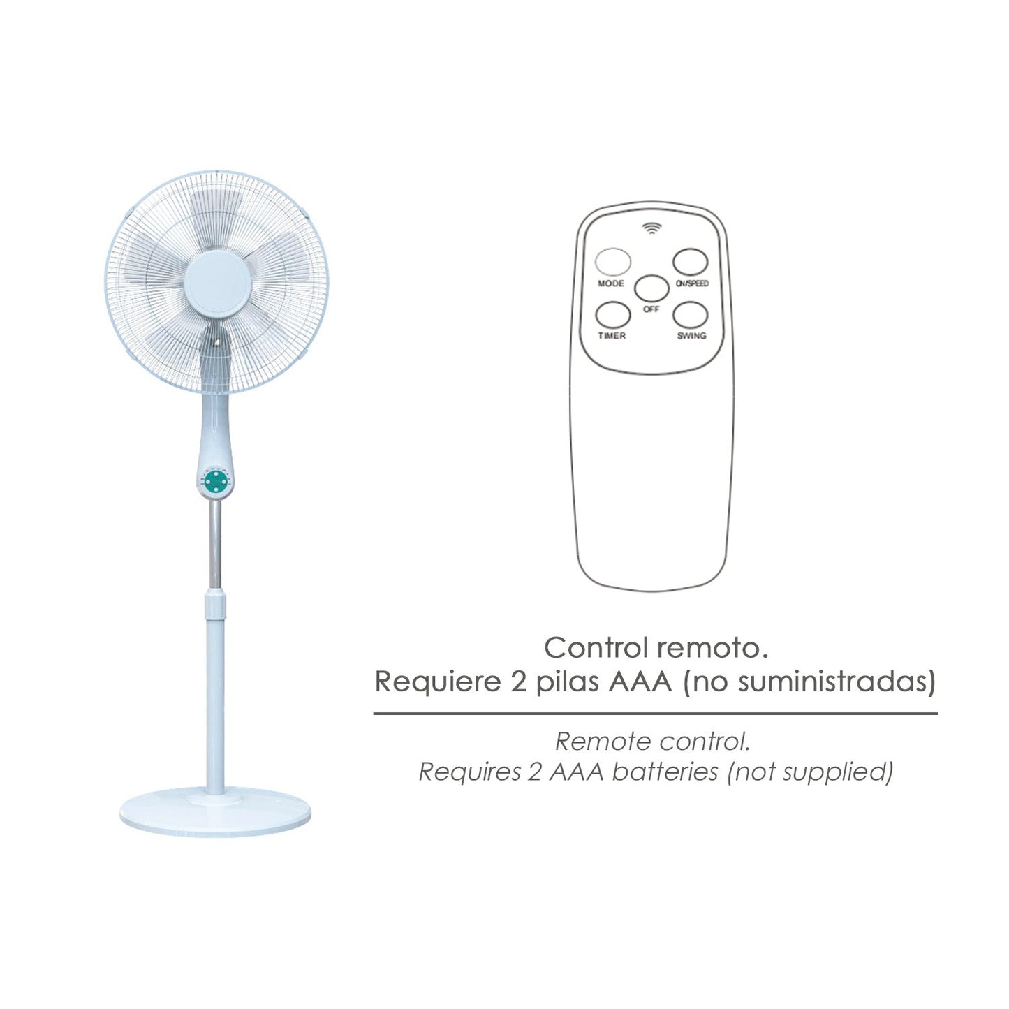 Ventilador Suelo Silencioso Con Mando. Ø 43 cm. Altura 140cm. 55 watt. 55 watt. Ventilador programable. Ventilador oscilante.