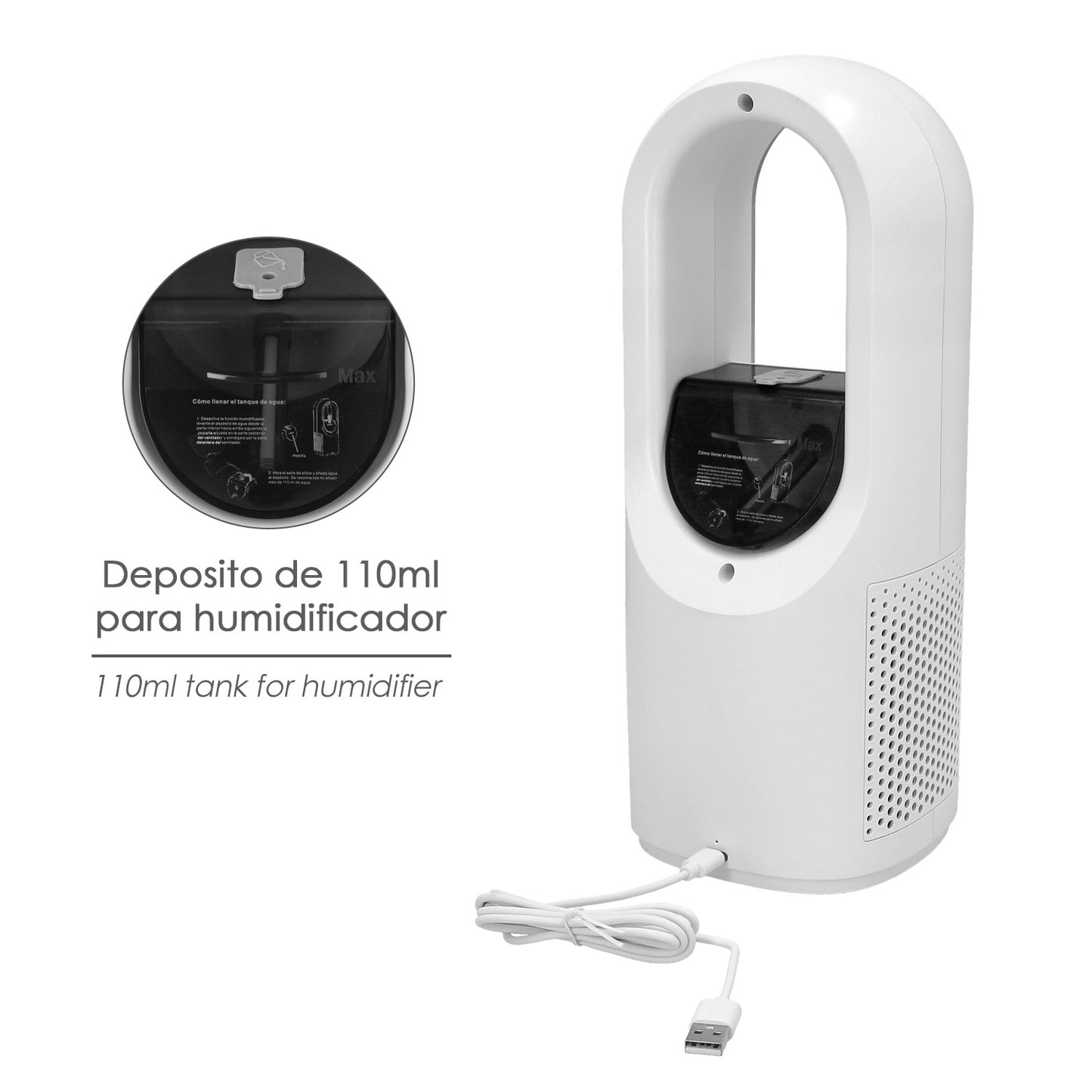 Ventilador Sobremesa Bateria Sin Aspas