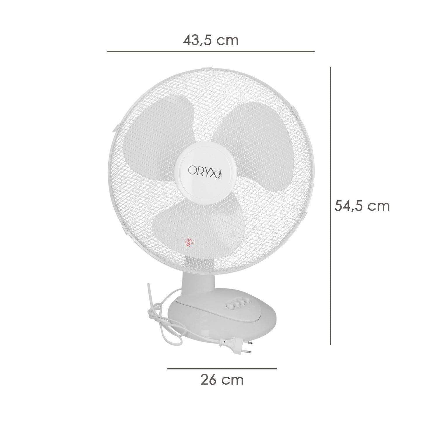 Ventilador Sobremesa Blanco 45 Watt 3 Velocidades.