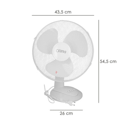 Ventilador Sobremesa Blanco 45 Watt 3 Velocidades.