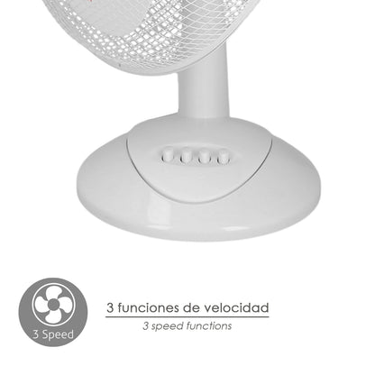 Ventilador Sobremesa Blanco 45 Watt 3 Velocidades.