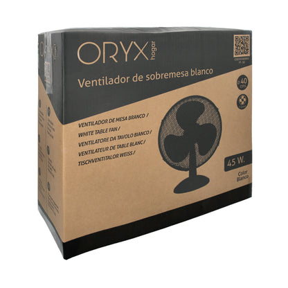 Ventilador Sobremesa Blanco 45 Watt 3 Velocidades.