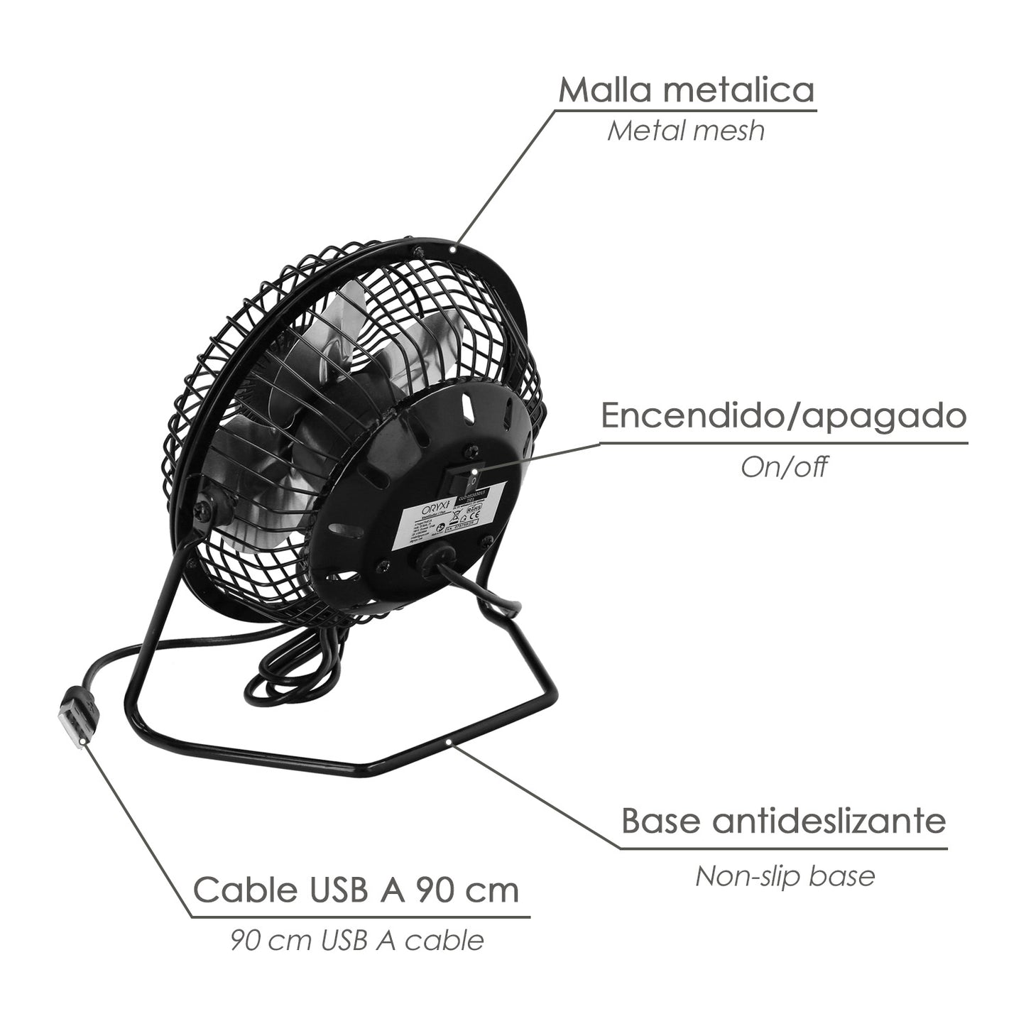 Ventilador Sobremesa 10 cm. 2,5 Watt USB.