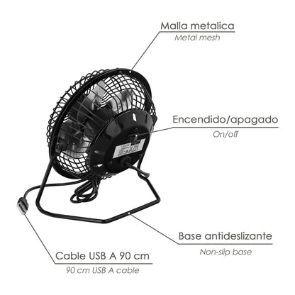 Ventilador Sobremesa 10 cm. 2,5 Watt USB.