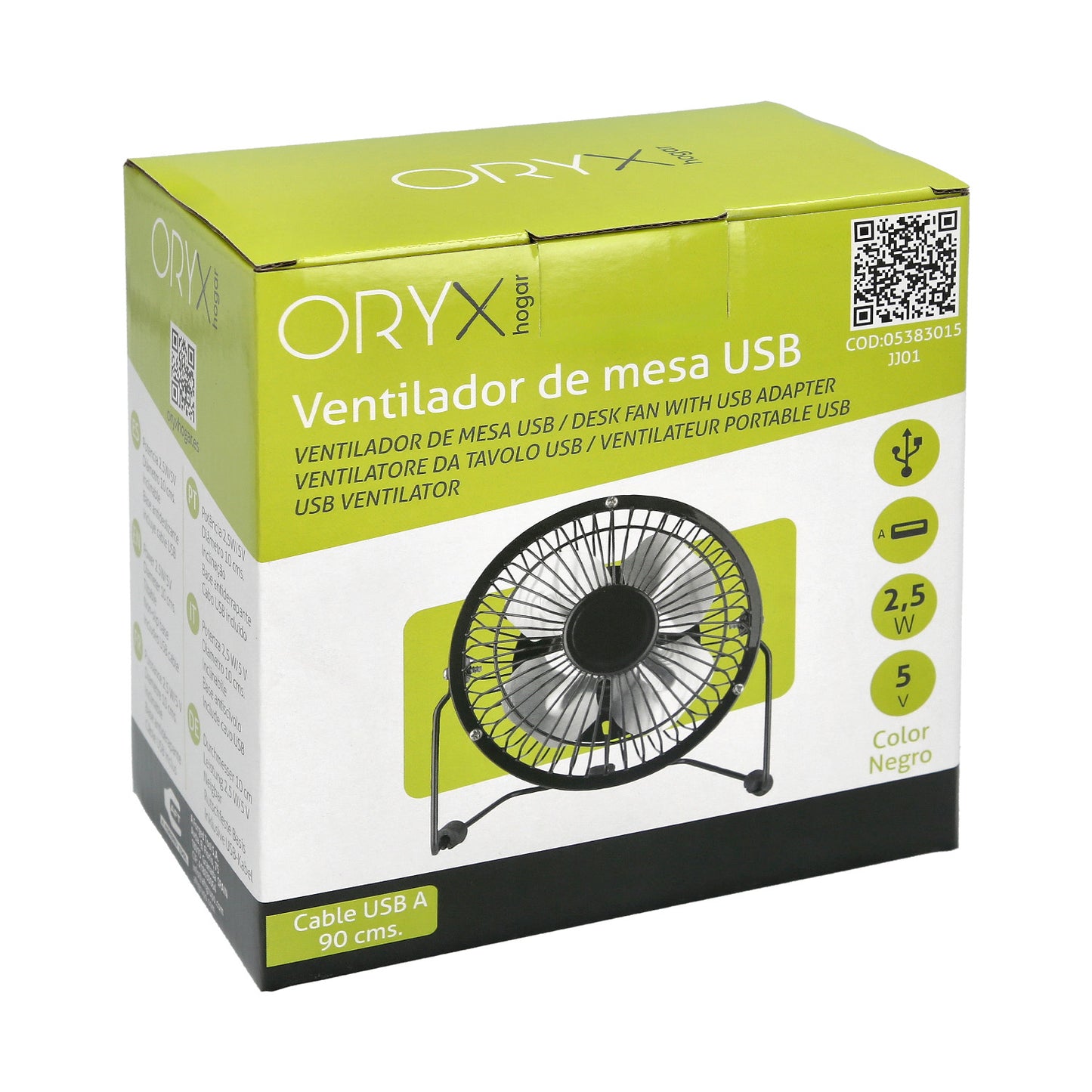 Ventilador Sobremesa 10 cm. 2,5 Watt USB.