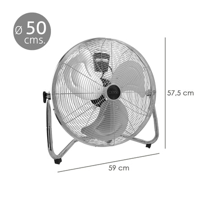 Ventilador Suelo Cromado 120 Watt Ø50 cm.