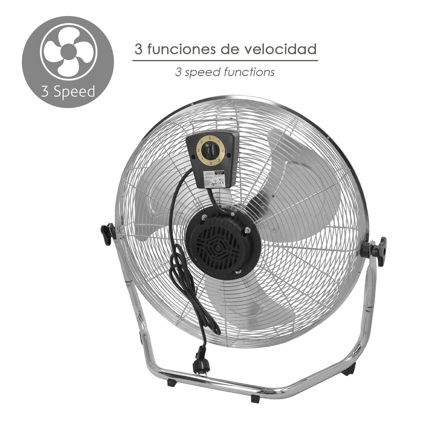 Ventilador Suelo Cromado 120 Watt Ø50 cm.