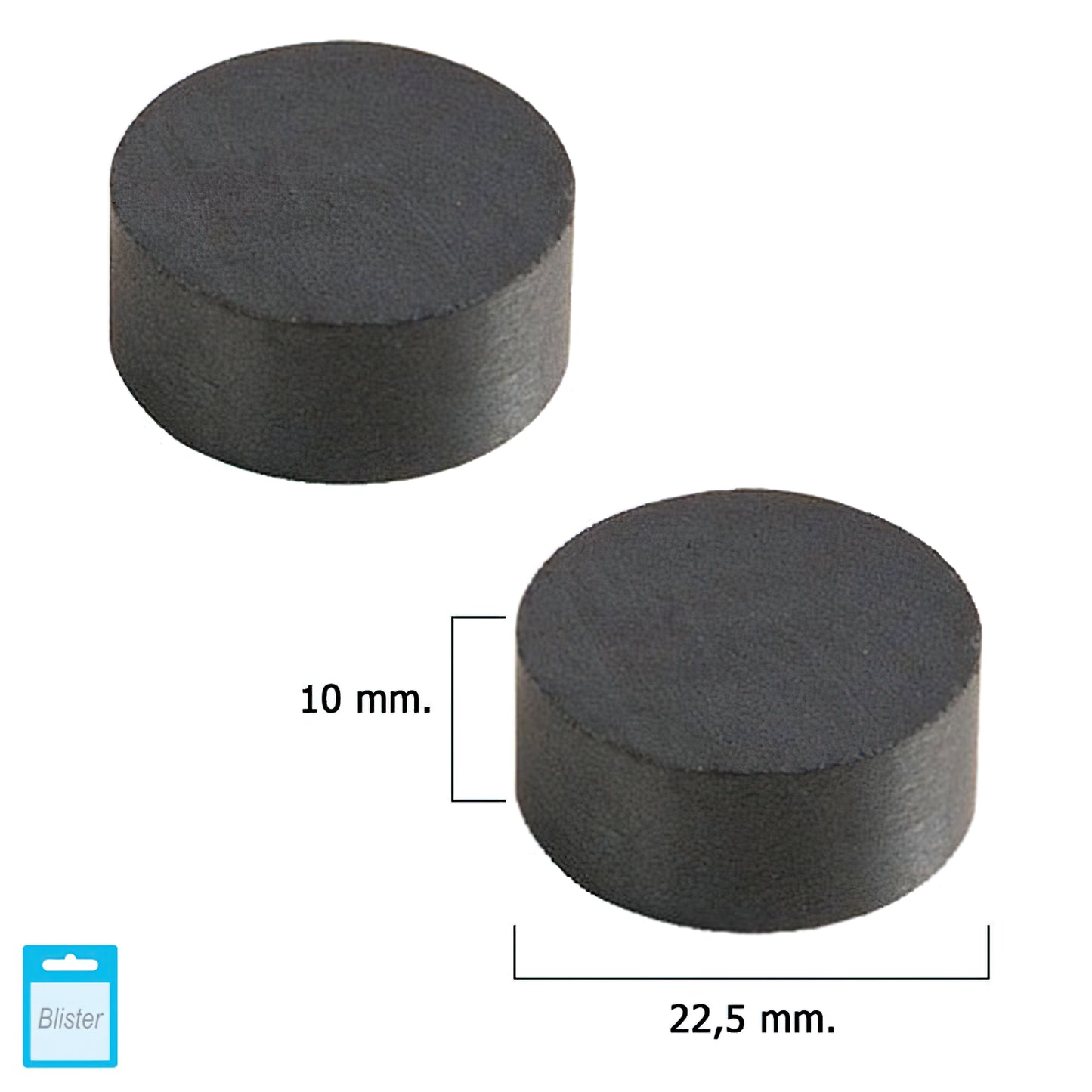 Íman redondo de ferrite Wolfpack Ø 22,5x10 mm. (Blister 2 peças)