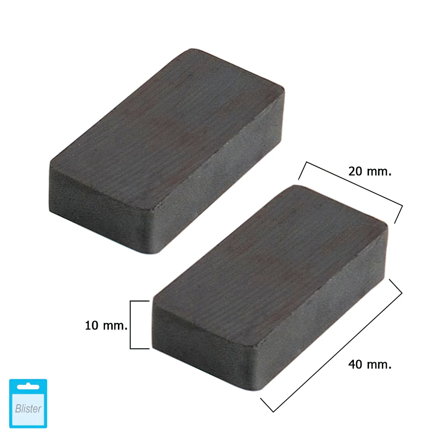 Íman Wolfpack Ferrite Retangular 40x20x10 mm. (Blister 2 peças)