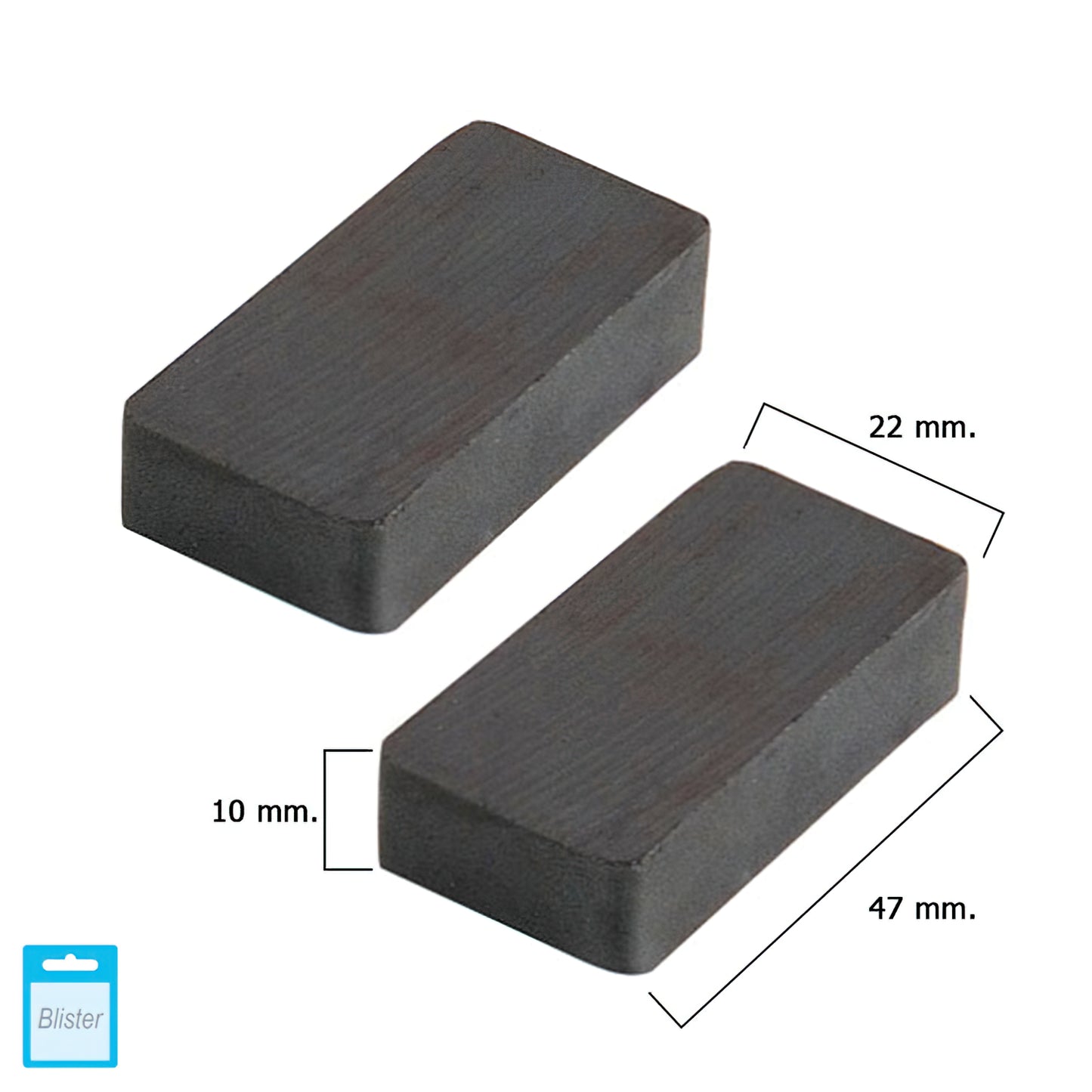 Íman Wolfpack Ferrite Retangular 47x22x10 mm. (Blister 2 peças)