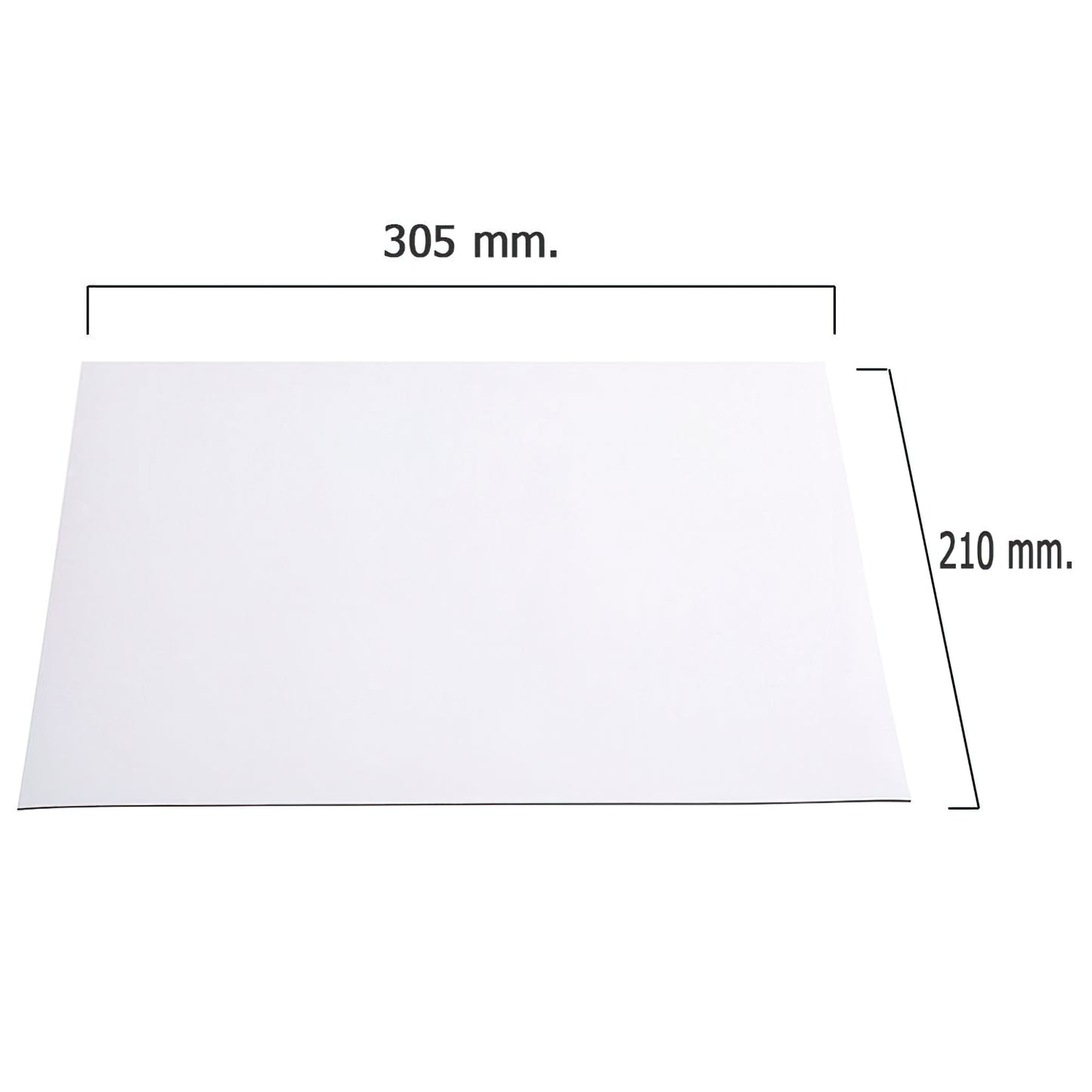 Placa magnética em PVC branco 210x305x1 mm.