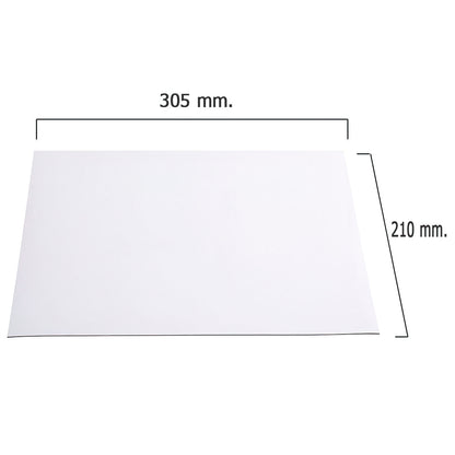 Placa magnética em PVC branco 210x305x1 mm.