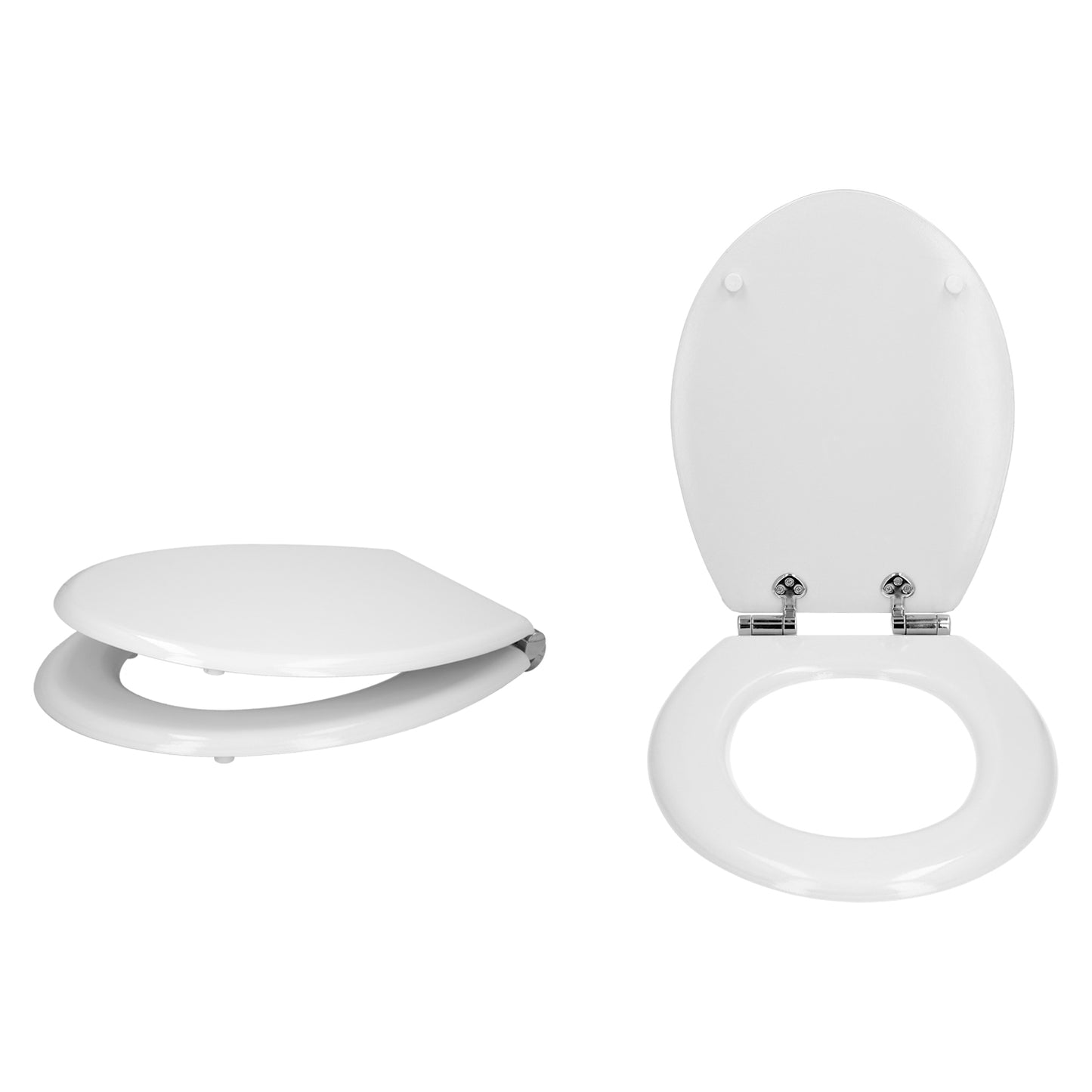 Tapa Wc Universal Blanca Caida Amortiguada, Asiento Inodoro, Cierre Lento, Bisagras Ajustables,