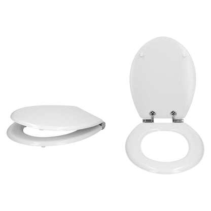 Tapa Wc Universal Blanca Caida Amortiguada, Asiento Inodoro, Cierre Lento, Bisagras Ajustables,