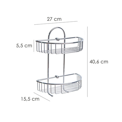 Cesto Suspenso Maurer Aço Inox 2 alturas 27x15x37 cm.