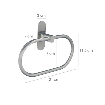 Anel de toalha em forma de aço inoxidável cor com efeito de espelho, autoadesivo forte, suporte de toalha, toalheiro adesivo parede/móveis