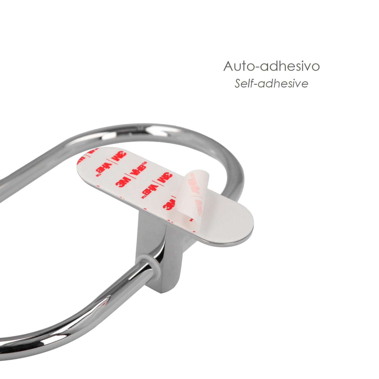 Toallero Forma Anilla Color Inox Con Efecto Espejo, Autoadhesivo Resistente, Porta Toallas, Toallero Adhesivo Pared / Mueble
