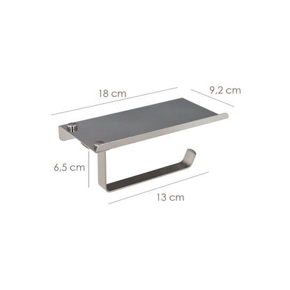 Porta Rolo Banheiro Com Prateleira Móvel Autoadesiva, Cor Aço Inox Com Efeito Espelho, Resistente Autoadesiva Ou Com Parafusos