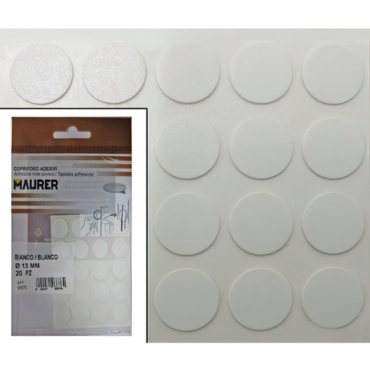 Tampas adesivas brancas para parafusos (Blister 20 unidades)