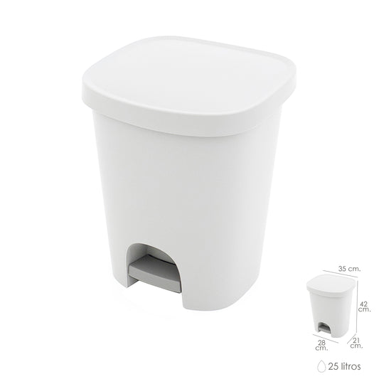 Pedaleira 25 Litros Plástico Branco