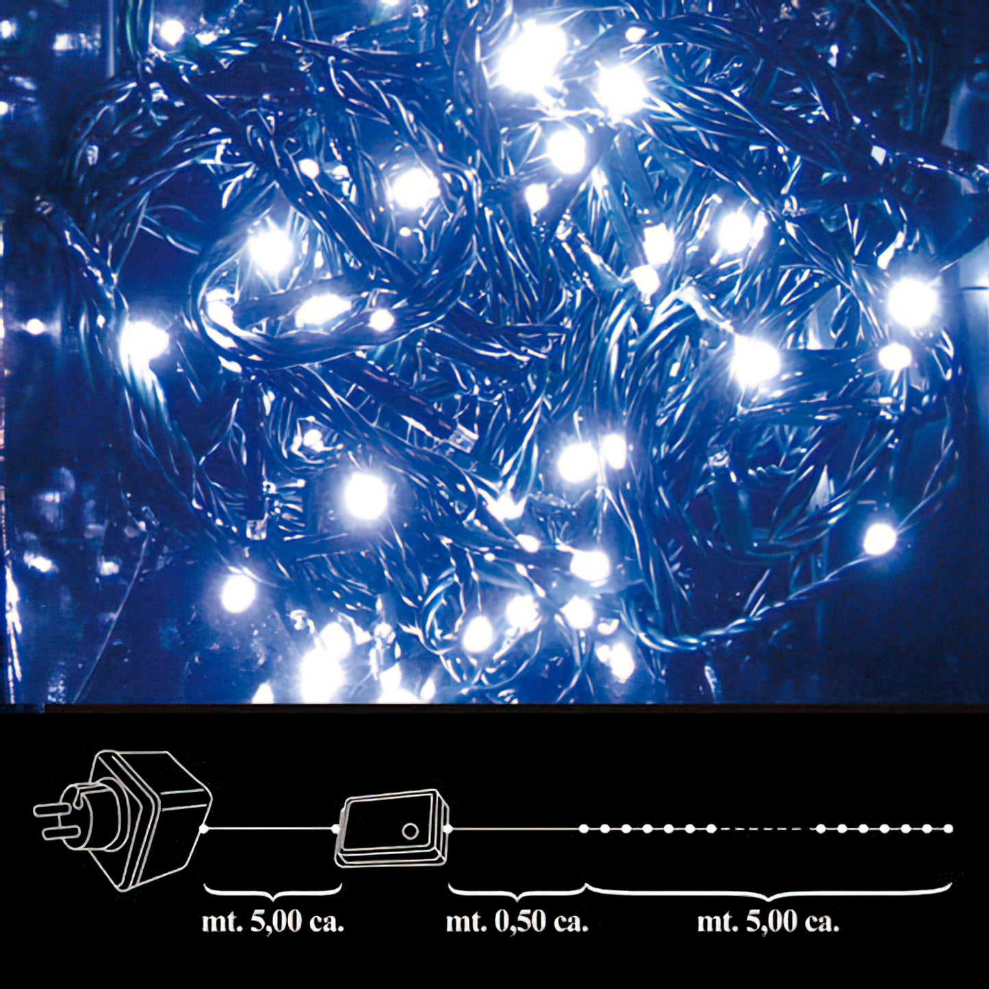 Luzes de Natal 100 Leds Brancos Interiores/Exteriores Ip44