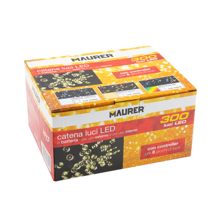 Luzes de Natal operadas por bateria 300 Leds luz branca interna/externa (IP44)