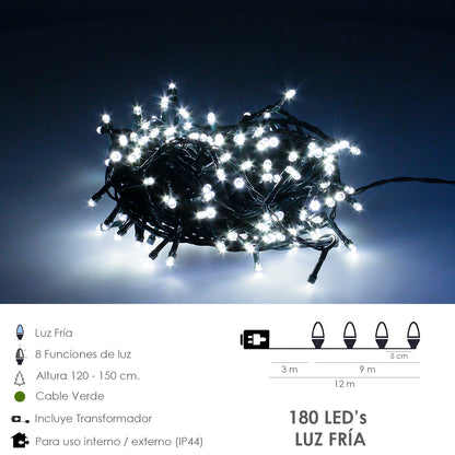Luzes de natal de 500 leds cor branca fria luz de natal interna e externa IP44