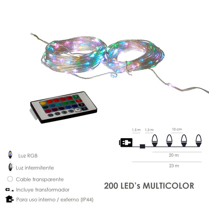 Luzes de natal guirlanda 200 leds rgb multicoloridos com controle remoto luz de natal interior e exterior ip44