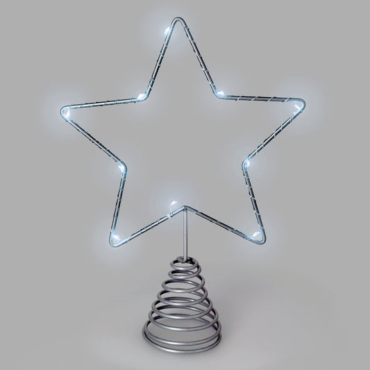 Guirnalda Adorno Luces Navidad Estrella Arbol Navidad Luz Blanco Frio. 10 Leds. Uso Interno Protección IP20. 2 Baterias AA